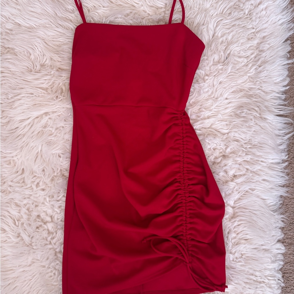 Elegant Red Ruched Dress